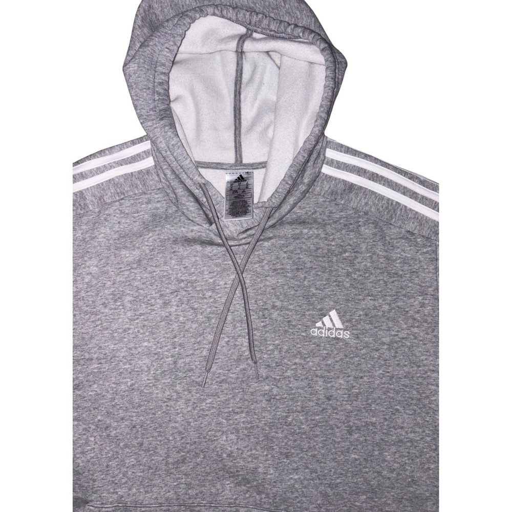NWOT Adidas Hoodie Mens XL Grey 3-Stripe Essentials Pullover IJ6474